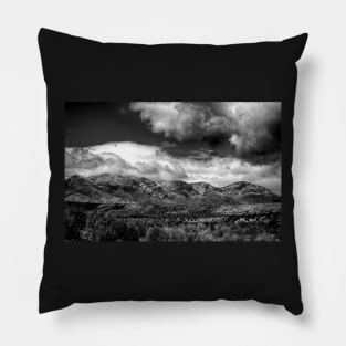 A Storm In Brewing In Black And White Pillow