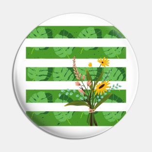 Stripe Flowers and Leaves Pin