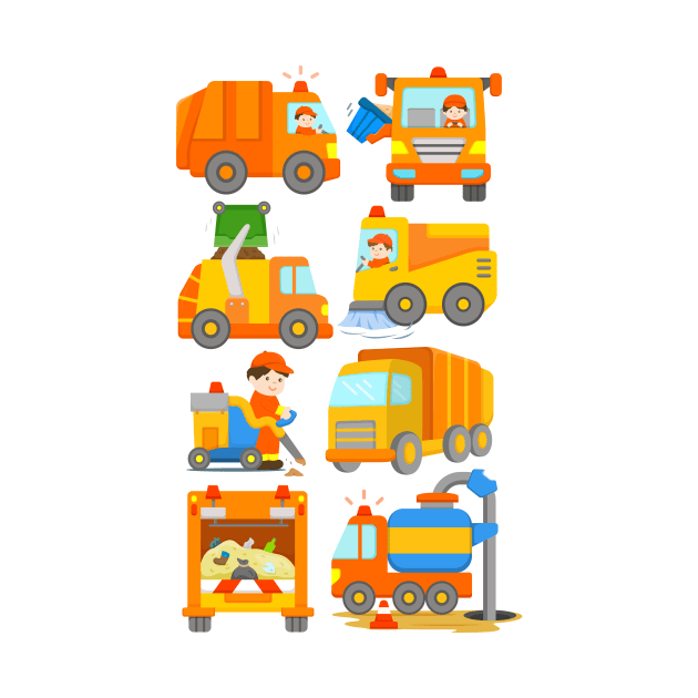 Cute Trash Vehicles Garbage Truck Kids Design by samshirts