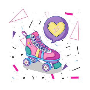 pop art Roller skates nostalgic retro 80s, 90's, vintage gift T-Shirt