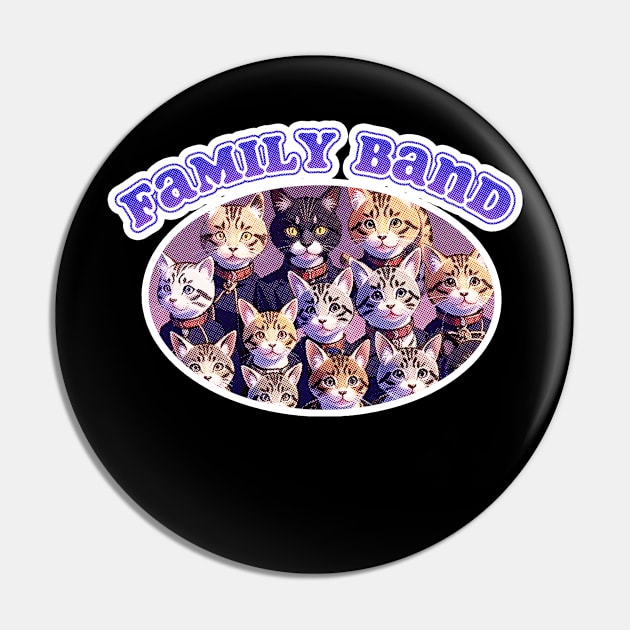 Cat Family Band Pin by LycheeDesign