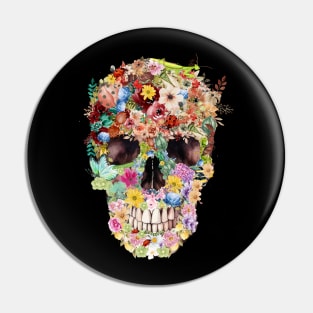 floral skullart Pin