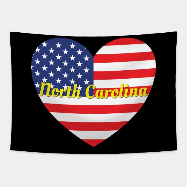 North Carolina American Flag Heart Tapestry by DPattonPD