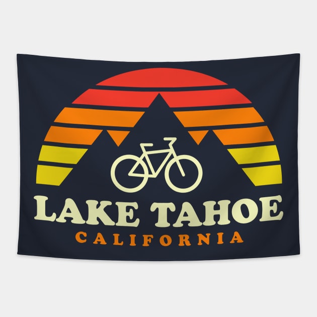 Lake Tahoe California Mountain Biking MTB Trails Retro Tapestry by PodDesignShop