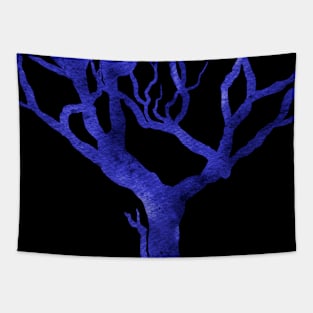 Blue Watercolor Tree Spooky Tapestry