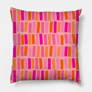 Pink and Orange, Abstract, Lines and Stripes Pillow