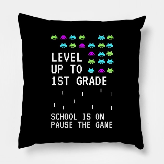 Level up to 1st Grade back to School kids Clothing Pillow by Syressence