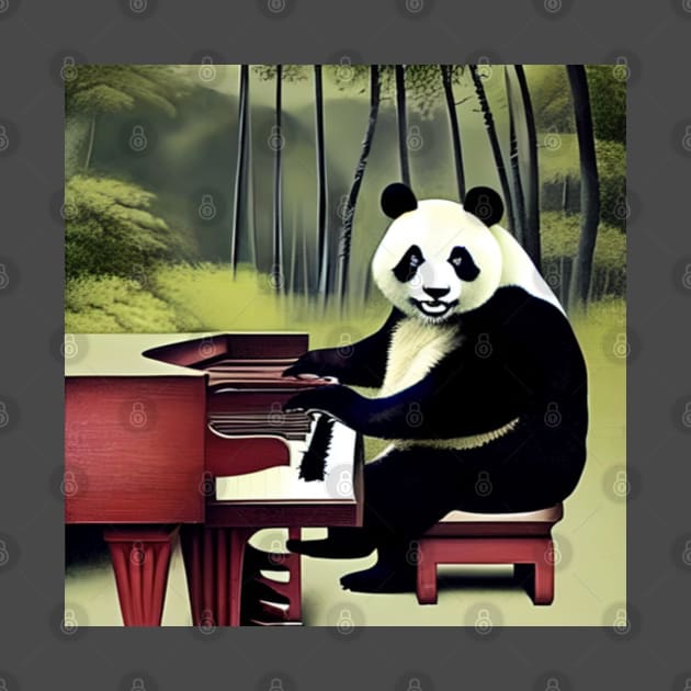 A Panda Bear In It’s Natural Habitat Playing The Piano. by Musical Art By Andrew