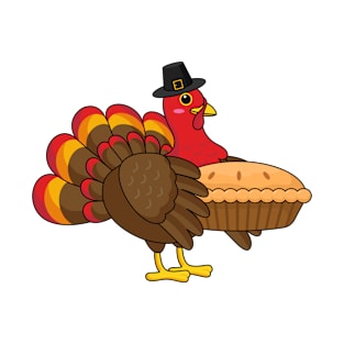 Cute Turkey with Pumpkin Pie Thanksgiving T-Shirt