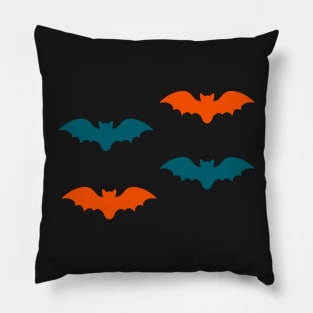 Bats Tile (Blue and Orange) Pillow