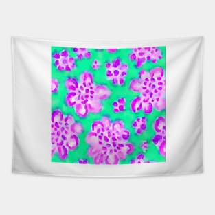 Purple daisies on green watercolor seamless pattern Tapestry