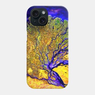 A photo of a colorful river delta taken from a satellite Phone Case