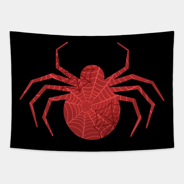 Large red spider with web Tapestry by UniFox