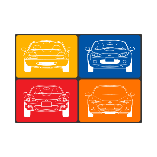 4 Generations of Miata by FurryBallBunny