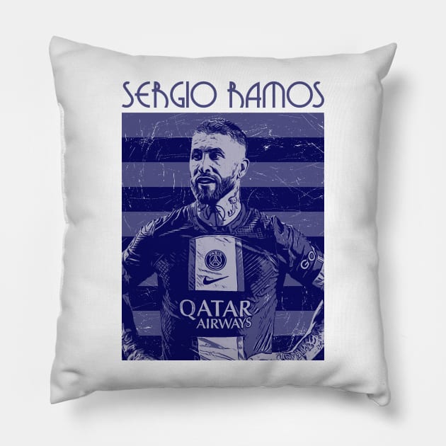 Sergio ramos - Soccer player, paris saint germain Pillow by Aloenalone