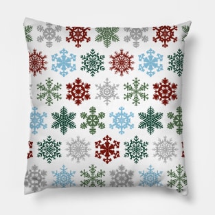 Colorful Snowflakes - Green, Red, Blue, Grey - Cozy Winter Collection Pillow