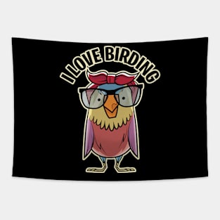 Funny I Love Birding - Nerdy Birder Graphic Tapestry