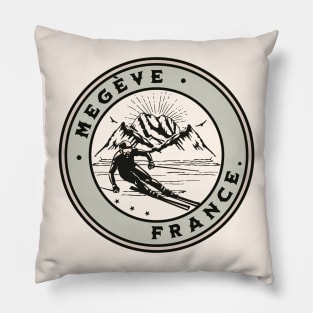 Megeve France Vintage Skiing Pillow