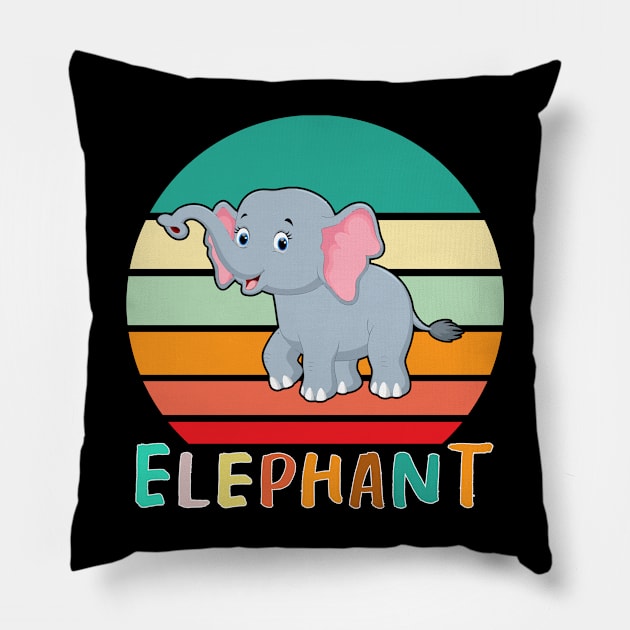 Vintage Retro Elephant Pillow by adrinalanmaji