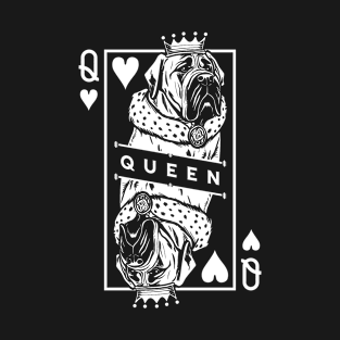 English Mastiff Queen Of Hearts Dog Playing Card Pop Art T-Shirt