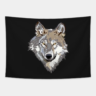 Cute Wolf Illustrated Animal Face Tapestry