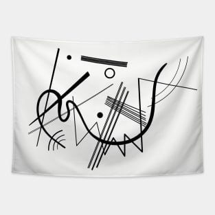 Kandinsky - Black and White Abstract Art Tapestry