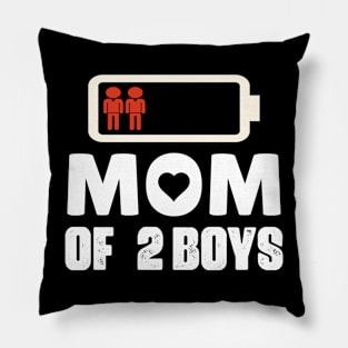 Mom of 2 Boys  Mothers Day Birthday Women Pillow