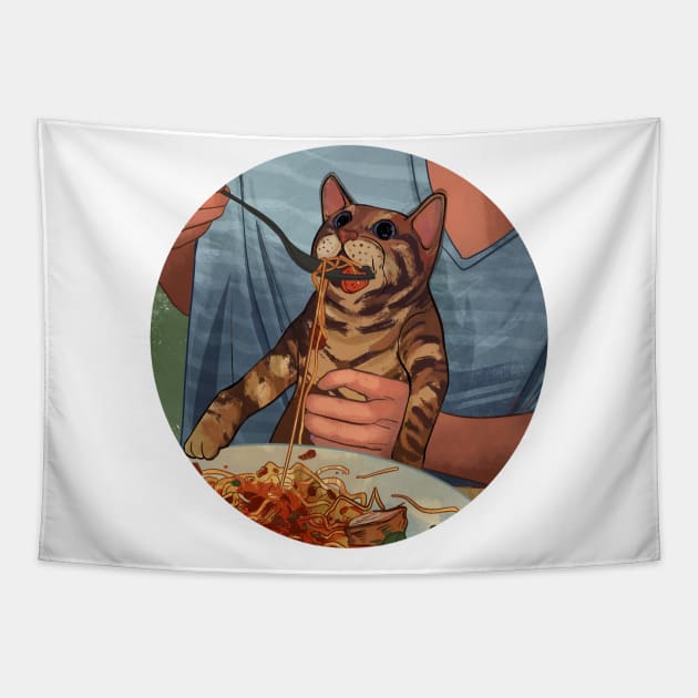 Spaghetti Cat Tapestry by Catwheezie