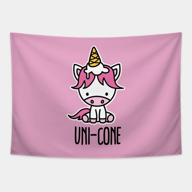 Funny Unicorn pun puns cute Uni-cone ice cream Kawaii Tapestry by LaundryFactory