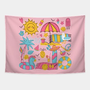 Kawaii Beach Day Tapestry