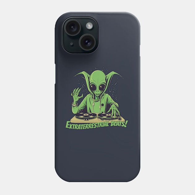 Quirky Alien DJ T-Shirt Design for Music Lovers Phone Case by ABART BY ALEXST 