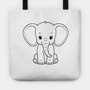 Cute Baby Elephant Animal Outline Tote