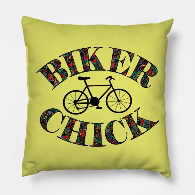 Biker Chick Bike Pillow by Barthol Graphics