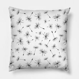 Dandelions Black On White Pillow