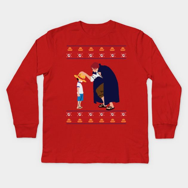 Shanks And Luffy Winter Sweater One Piece Kids Long Sleeve T