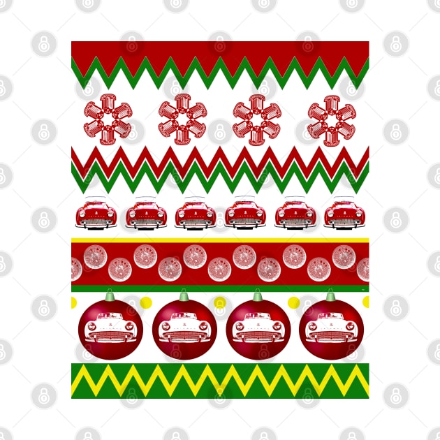 Triumph TR3 classic car Christmas ugly sweater by soitwouldseem