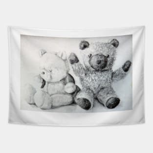 Teddy Bears - charcoal drawing by Avril Thomas Tapestry