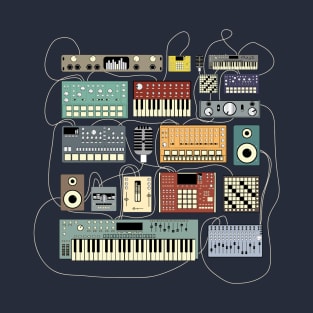 Synthesizers and Drum machines for electronic musician and Dj T-Shirt