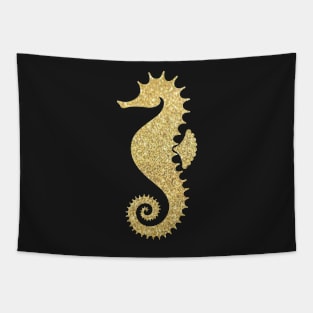 Gold Faux Glitter Seahorse Tapestry