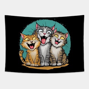 Three Cats Three Moods Tapestry