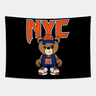 NewYork Teddybear basketball tee Tapestry