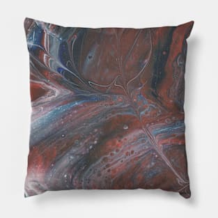 Marbling design in Reds, Blacks and Whites Pillow