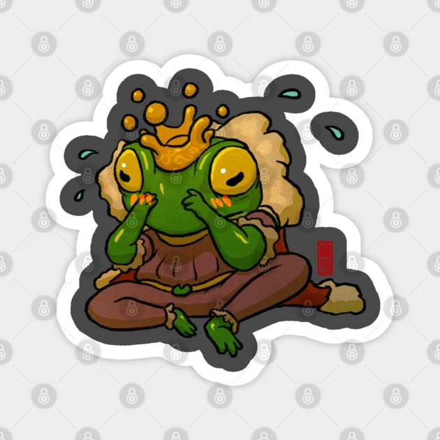 shy frog prince Magnet by DingHuArt