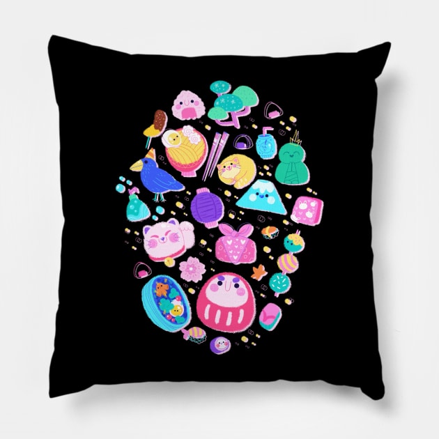 Japan party Pillow by Laetitia Levilly