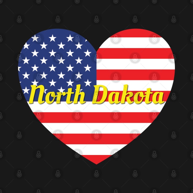 North Dakota American Flag Heart by DPattonPD