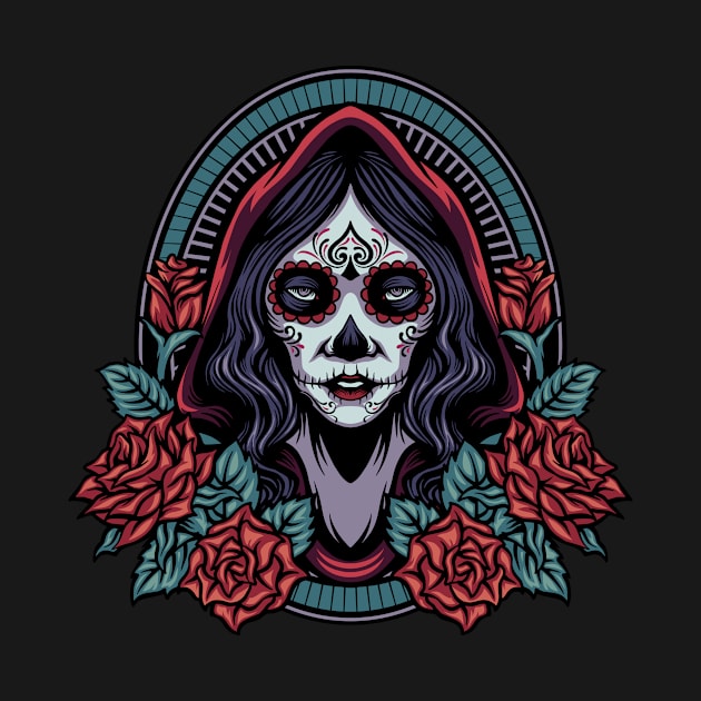 Dia de los Muertos Woman with Roses by SLAG_Creative