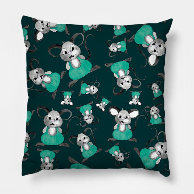 Cute mice pattern Pillow by NastasiaPattern