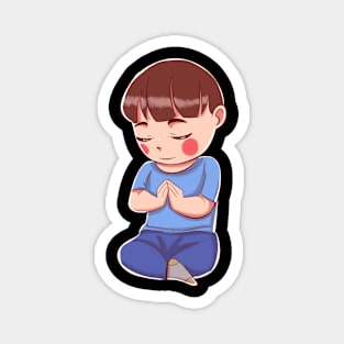 Little Boy Praying ~ Meditating Magnet