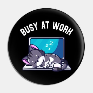 Work Home Office Cat Cute Cat Sleeping On Laptop Pin