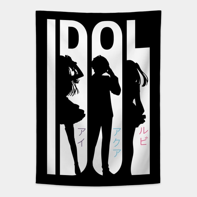 Oshi no Ko Idol Anime Characters Cool Typography Design Tapestry by Animangapoi